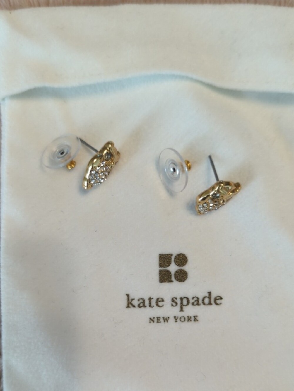 Kate Spade Owl Stud Earrings- Gold Crystal - Picture 3 of 5